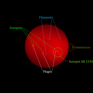 Sol in Hydrogen Alpha (656.28 nm) with AR 2192